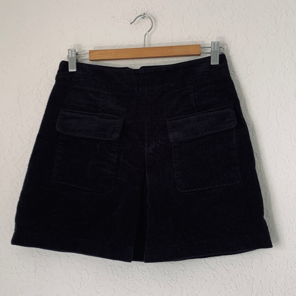 BDG Corduroy Mini Skirt Womens M Black Utility Pocket A-Line Dark Academia Fall